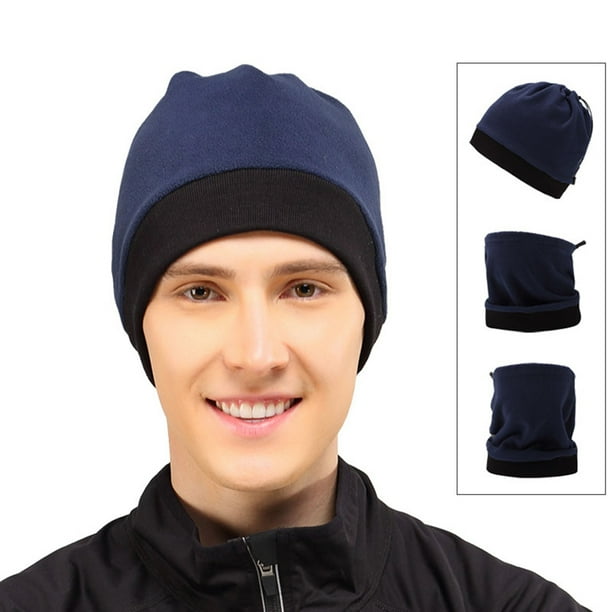 Winter Men Women Knitted Woolly Warm Beanie Hat Thermal Neck Snood Scarf Fleece